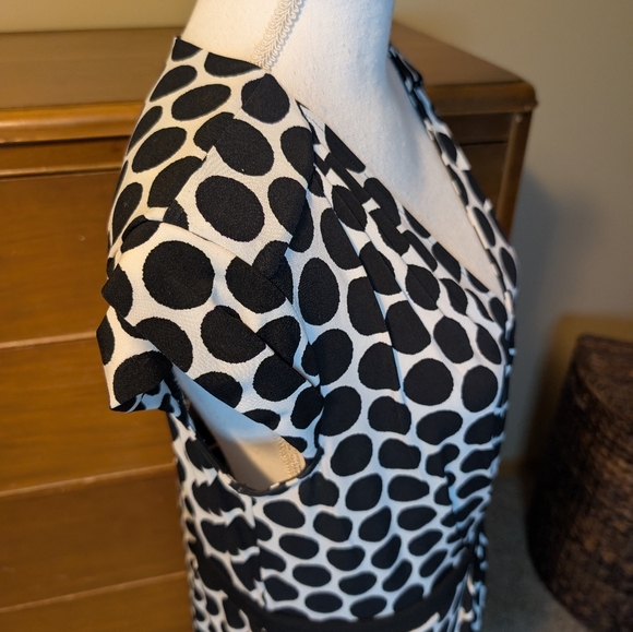 New York & Company Black and White Polka Dot Stretch Dress Cap Sleeve XL - Picture 8 of 13